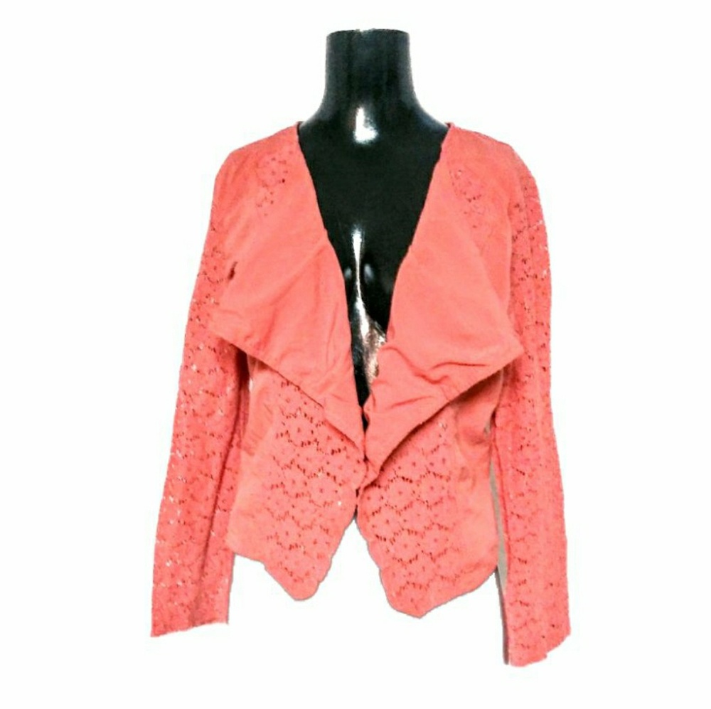 Papaya Salmon Long Sleeve Laced Blazer